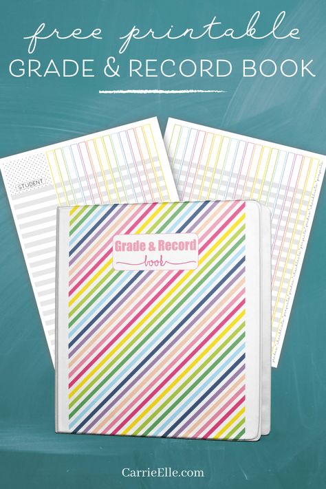 Printable Grade Book for Teachers - Carrie Elle Grade Tracker Printable Free, Teacher Grade Book Printable Free, Grade Book Printable Free, Teacher Record Book, Gradebook Template, Grade Book Printable, Teacher Binder Printables Free, Creative Teachers Gifts, Grade Book Template