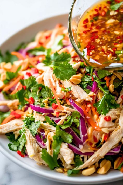 Vietnamese Chicken Salad - Insanely Good Vietnamese Chicken Salad, Chicken Salad Dressing, Vietnamese Chicken, Asian Chicken Salads, Spicy Salad, Chicken Veggies, Pre Cooked Chicken, Crunchy Salad, Asian Salad