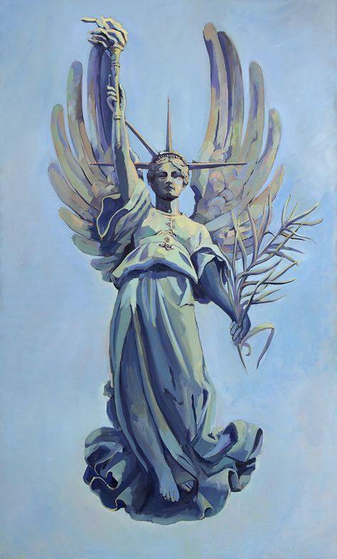 Lady Liberty Illustration, Lady Liberty Painting, Goddess Of Freedom, Lady Liberty Art, Libertas Goddess, Landmarks Illustration, Freedom Painting, Freedom Art, Patriotic Pictures