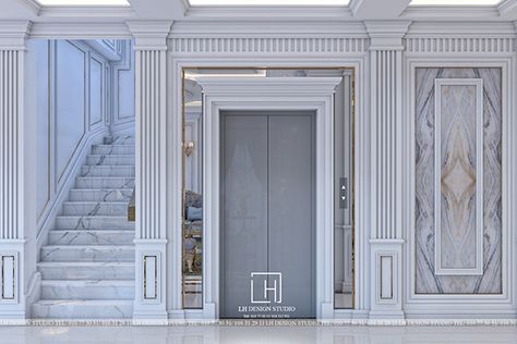 Lift Flooring Design, Classical Lobby Design, Classic Parking Interior Design, Elevator In House Luxury, Lobby Classic Design, Lift Lobby Design Residential Luxury, Lift Entrance Design, Lift Front Wall Design, Elevator Lobby Design Apartments