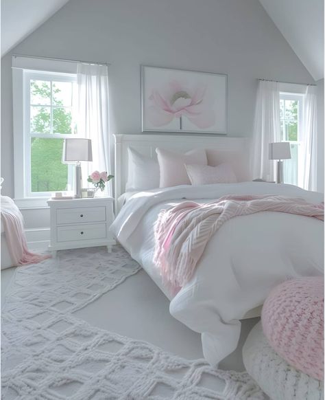 Room Decor Ideas White And Pink, Pastel Colors Bedroom Ideas, Bedroom Ideas Girl Aesthetic, Cute Bedroom Ideas Pink And White, Girl Bedroom Designs Aesthetic, White And Pink House Interior, Aesthetic Room Ideas For Girl, Room Inspo White And Pink, Pastel Color Decor