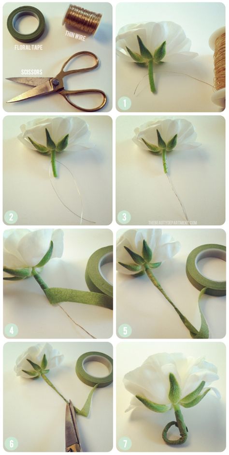 DIY Details: Wedding Hair Flowers In Hair For Wedding, Hair Flowers Diy, Hair For Wedding, Diy Fleur, Flower Wrapping, Fleurs Diy, How To Wrap Flowers, Fresh Hair, Trendy Flowers