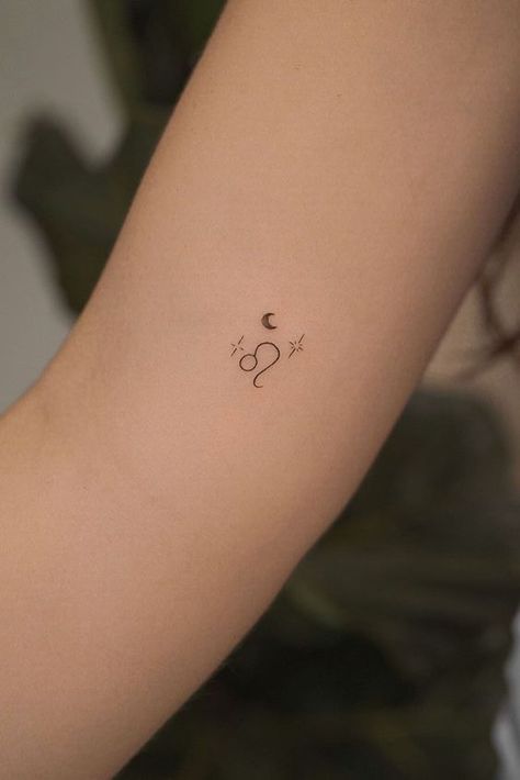 Leo Tiny Tattoo, Two Zodiac Sign Tattoos, Leo Zodiac Minimalist Tattoo, Leo Lion Tattoos For Women Small, Leo Tattoo On Wrist, Star Sign Tattoos Leo, Leo Designs Tattoo, Constellation Leo Tattoo, Leo Ankle Tattoo