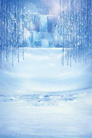 A cool Frozen wallpaper with a frozen waterfall, crystallized branches, and ground covered in snow. Snow White Photography, Frozen Background, Snow Magic, Frozen Castle, Photo Studio Props, Frozen Snow, Frozen Wallpaper, Wallpaper Winter, Studio Props