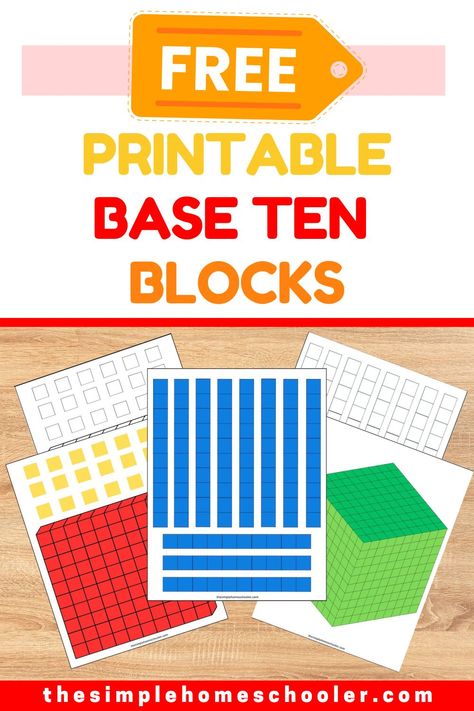 Math Montessori Free Printable, Place Value Anchor Chart 1st Grade, Printable Base Ten Blocks Free, Base 10 Blocks Printable Tens And Ones, Place Value Blocks Printable, Base 10 Blocks Printable Free, Base 10 Block Activities, Teach Place Value, Academic Activities