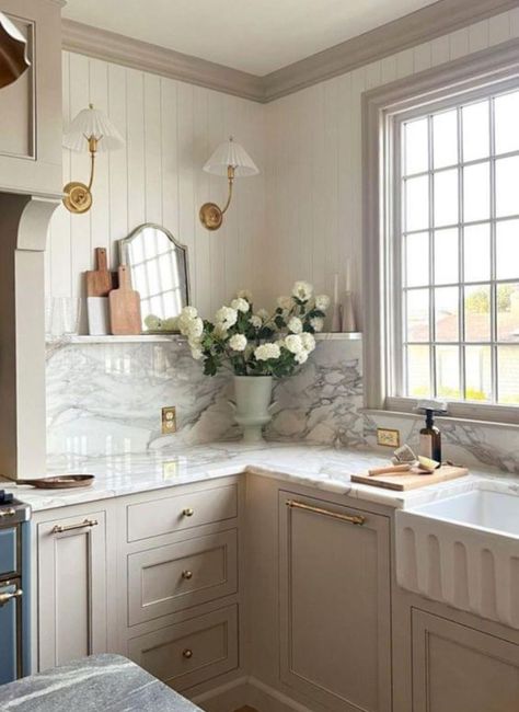 Rejuvenation Hardware, Efficient Kitchen, Photo Drop, Neutral Kitchen, Marble Counter, Kitchen Farmhouse, Kitchen Inspiration Design, January 19, Kitchen Reno