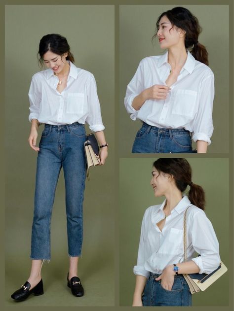 여름 스타일, Casual College Outfits, Pakaian Feminin, Korean Casual Outfits, Foto Tips, Casual Day Outfits, Elegante Casual, Classy Work Outfits, Stylish Work Outfits