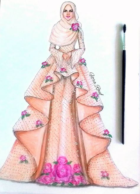 ILLUSTRATOR• HULONTHALO @fitra_rauf #Fashionillustrations |Be Inspirational ❥|Mz. Manerz: Being well dressed is a beautiful form of confidence, happiness & politeness Design Dresses Drawing, Dresses Drawing, Design Dresses, Dress Maxi, Pencil, Pen, Wedding Dress, Design