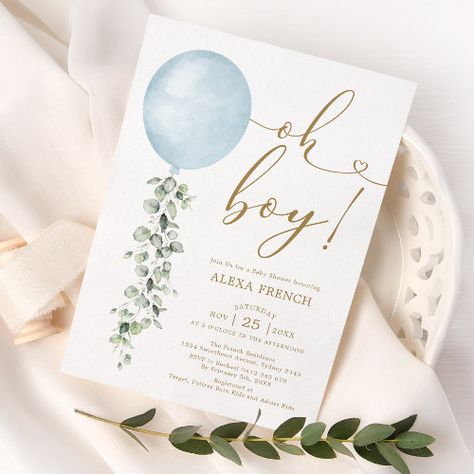 Dusty Blue And Sage Green Baby Shower Ideas, Chic Boy Baby Shower Ideas, Neutral Blue Baby Shower Ideas, Oh Boy Baby Shower Invitations, March Baby Shower Ideas Boy, Blue And Green Baby Shower Ideas Boys, Boy Oh Boy Baby Shower Ideas, White And Blue Baby Shower Ideas, Sage Green And Blue Baby Shower Ideas