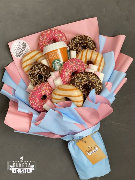 Donut Bouquet, Donut Decorating Ideas, Fireplace Tv Wall Decor, Food Bouquet, Edible Bouquets, Room 2023, 귀여운 음식 그림, Dessert Gifts, Fireplace Tv Wall