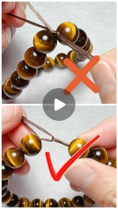 Bracelet Finishing Knot, Beaded Jewelry Knots, How To Do Bracelets With Beads, How To Hide Knot In Stretch Bracelet, Macrame Bracelets Diy Step By Step, Homemade Jewelry Ideas Diy, Elastic Bracelet Ideas, How To Make Bead Bracelets, Handmade Jewelry Tutorials Step By Step