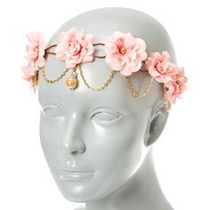 Flower Crown Drawing, Crown Aesthetic, Pink Flower Crown, Flower Headbands, Pink Crown, Estilo Grunge, Headpiece Jewelry, Magical Jewelry, Fashionable Jewelry