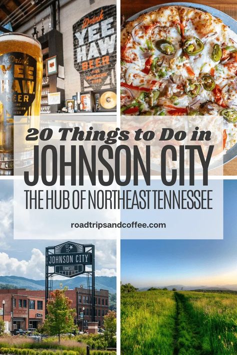 Johnson City is the hub of things to do in Northeast Tennessee. Go for a scenic drive, explore the history, sample the local cuisine, or do some shopping. Sit back and relax at Watauga Lake, go for a bicycle ride on the Tweetsie Trail, or visit one of the new breweries in town. Learn about all the things do to with a weekend getaway to Johnson City. #travel #tennessee Things To Do In Johnson City Tn, Travel Tennessee, Watauga Lake, Tennessee Road Trip, Johnson City Tennessee, Bicycle Ride, Tennessee Travel, Johnson City Tn, Mountains Travel