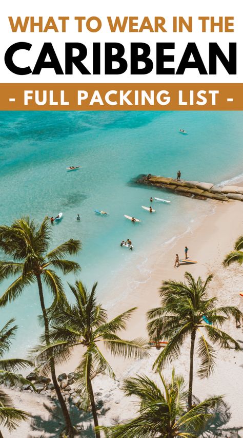 What to Pack for a Caribbean Vacation - Packing List and Tips Jamaica Trip Packing Lists, What To Pack For Tropical Vacation, What To Pack For St Lucia, Caribbean Capsule Wardrobe, Outfits For Caribbean Vacation, Caribbean Vacation Packing List, Packing For Bahamas, Aruba Packing List, Jamaica Trip Outfits