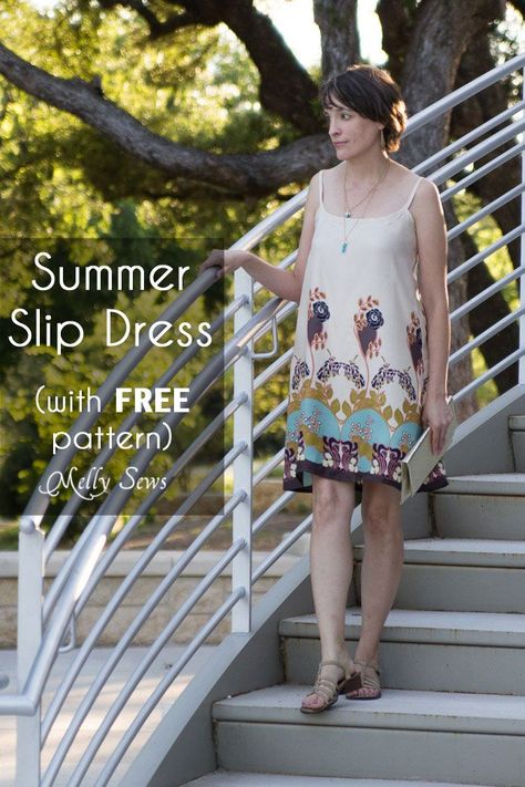 Sew a summer slip dress with this free pattern and tutorial - Melly Sews Dress Slip Pattern, Diy Slip Dress Pattern, Simple Slip Dress Pattern, Free Pattern Slip Dress, Sicily Slip Dress Pattern, Summer Dresses Tutorial, Slip Dress Pattern, Maxi Dress Tutorials, Summer Slip Dress