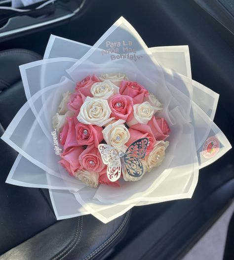 Small Birthday Bouquet, Pink Ribbon Rose Bouquet, Small Bouquet Of Flowers Aesthetic, Pink Eternal Rose Bouquet, Small Eternal Rose Bouquet, Happy Birthday Ramo, 25 Roses Bouquet, 12 Roses Bouquet, Ribbon Ramo