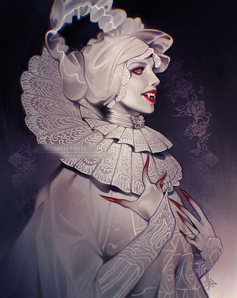 Portrait of Lucy Westenra, Dracula 1992 🦇🩸 This is a piece I thought unfinished when I painted it in November. Now that I see it again, I honestly feel I should let the piece as is. Instead, the past 2 gloomy rainy days made me feel like painting Dracula and Mina's portraits too, to go along with this Lucy! *Adding this to my long to-draw-list 😅* By the way, I will soon update my shop with new prints, this one included! - #vampires #dracula #lucywestenra #bride #art #procreate #digitalart #i... Lucy Westenra, Dracula 1992, Dracula's Brides, Vampire Illustration, Vampire Bride, Monster Squad, Vampire Goth, Instagram Portrait, Fiction Idea