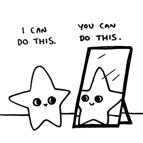 You Can Do It Illustration, Motivation Cute Pics, Motivational Cute Drawings, Positive Quotes With Drawings, Positive You Can Do It Quotes, Inspiration And Motivation, Positive Vibes Drawing, You Can Do It Drawing, Positive Drawings Art