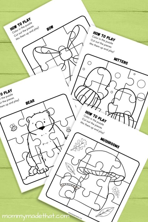 These printable coloring puzzles make for fun puzzle coloring pages! Print out the puzzles and let the kids color, cut and assemble them! Puzzles For Elementary Students, Puzzle Coloring Pages, Puzzle Activity For Kids, Letter Puzzles Free Printable, Puzzle Crafts For Kids, Kids Puzzles Printable, Puzzle Activities For Kids, Puzzle Worksheets For Kids, Puzzles For Kindergarten