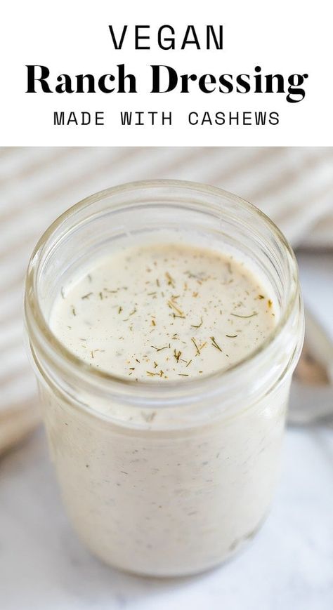 This vegan ranch is made with soaked and blended cashews. It's ultra creamy, loaded with ranch flavor and perfect for salads or as a dip! Gluten Free Ranch Dressing, Homemade Vegan Ranch Dressing, Healthy Ranch Dressing, Ranch Dressing Recipe Homemade, Vegan Ranch Dressing, Ranch Dressing Recipe, Vegan Ranch, Ranch Recipe, Clean Eating Meal Plan