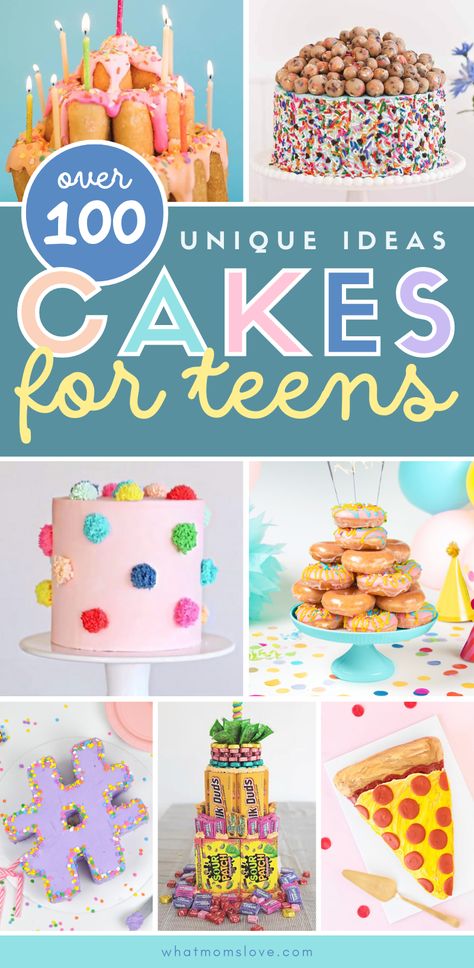 Birthday Cake With Candy Inside, Easy Decorated Cakes For Beginners, Non Traditional Birthday Cake Ideas, Teen Birthday Food Ideas, Teen Birthday Cake Girl, Teen Girl Birthday Cake Ideas, Birthday Cake Ideas For 14th Birthday, Non Fondant Birthday Cake, Girl Birthday Cakes Teenage