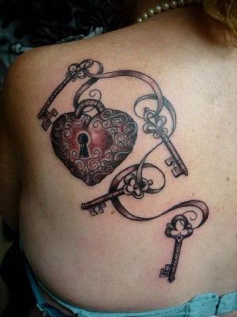 18 Lock and Key Tattoos With Lovely and Amazing Meanings Grandchild Tattoos, Cynthia Tattoo, Keys Tattoo, Kurt Tattoo, Lock And Key Tattoo, Lisa Tattoo, Heart Tattoos With Names, Locket Tattoos, Name Tattoos For Moms