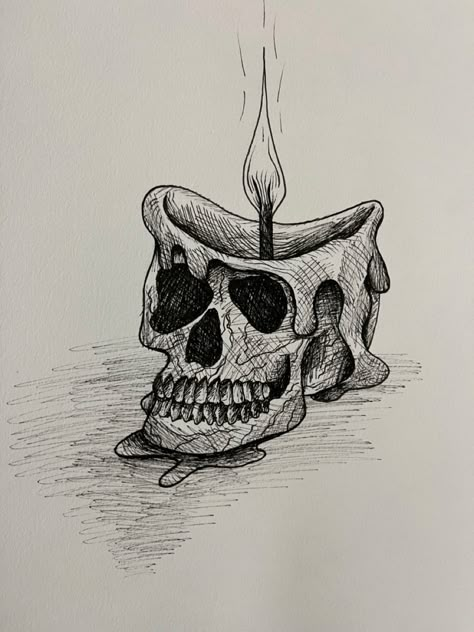 flame Skull In Flames Tattoo, Skull Candle Drawing, Flaming Skull Tattoo, Flame Drawing, Clay Trinkets, Creepy Candles, Candle Drawing, Fire Drawing, Heavy Metal Art