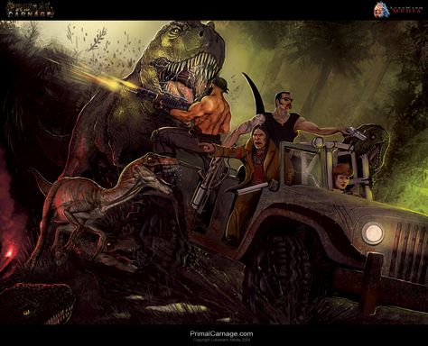 Primal Carnage Carnage Art, Primal Carnage, Dino Island, Far Cry Primal, Dinosaur Games, Adventure Art, Live Action Movie, Far Cry, Jurassic Park World