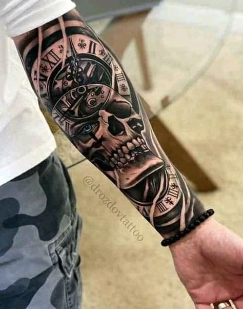 Tattoo design ideas for you.❤ #tattoo #legtattoo #handtattoo #tattooideas #tattoophotography #tattoodesign #tattooart #tattooforgirls #tattooformen Tiger Tattoo Sleeve, Half Sleeve Tattoos Forearm, Skull Sleeve, Skull Sleeve Tattoos, Men Tattoos Arm Sleeve, Cool Arm Tattoos, Tato Lengan, Forearm Sleeve Tattoos, Cool Forearm Tattoos