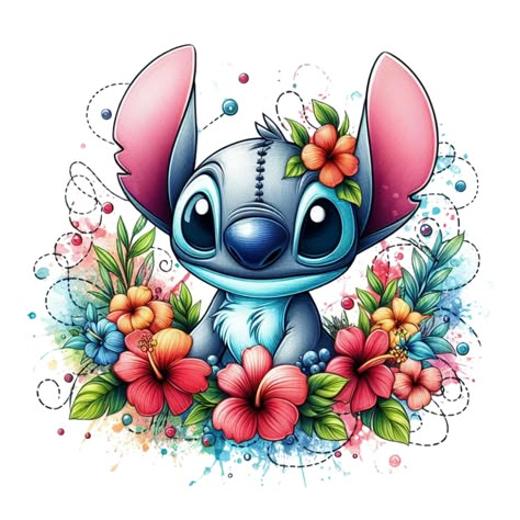 Stitch Clipart, Stitch Watercolor, Stitch Drawing, Stitch Cartoon, Cute Stitch, Sunflower Art, Character Wallpaper, Cricut Creations, Animal Coloring Pages