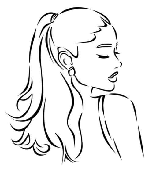 Celebrity Drawings Outline, Sketch Ariana Grande, Ariana Grande Simple Drawing, Ariana Grande Anime Art, Ariana Grande Sketches Easy, Celebrity Line Art, Ariana Grande Stencil, Drawing Ideas Ariana Grande, Ariana Grande Outline Drawing