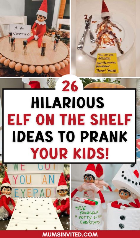 Looking for funny Elf on the Shelf ideas that are quick & easy for kids of all ages? Perfect for toddlers, older kids, adults or teens in the classroom! Set up two mischievous elves ziplining across the bathroom or creating a candy cane mess with reindeer. Add a Grinch-inspired twist with pranks like snowman poop or elves reading jokes. These simple but hilarious elf ideas are perfect for 2024 & great for school or work! elf on the shelf ideas funny hilarious. funny elf on the shelf prank ideas. Easy Ideas For Elf On The Shelf, Elf On The Shelf Cheap Ideas, Elf On The Shelf Ideas One Elf, Easy Elf On The Shelf Ideas For Multiple Elves, Sister Elf On The Shelf Ideas, Elf On The Shelf Come Back Ideas, Elf On The Shelf Ideas For Older Boys, Elf On A Shelf At School, Elf On Shelf Ideas Older Kids