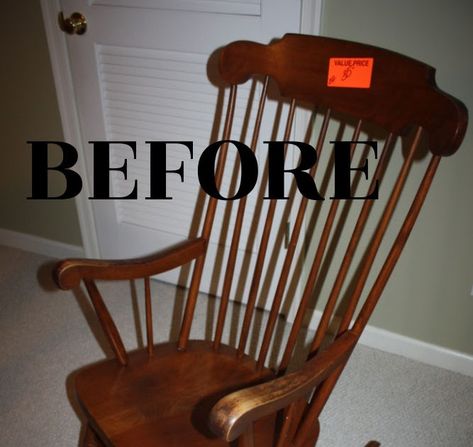 This is a second re-do of an old rocking chair that I purchased at a local thrift store. The first time around was a custom color selection ... Restore Rocking Chair, Vintage Rocking Chair Makeover, Refinished Rocking Chair, Wooden Rocking Chair Makeover, Cane Chair Makeover, Windsor Rocking Chair, Rocking Chair Makeover, Old Rocking Chairs, Vintage Rocking Chair