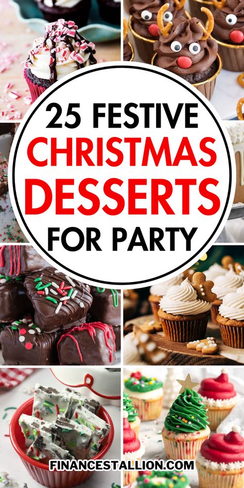 Indulge in these easy Christmas desserts for a crowd. Explore our festive Christmas treats and holiday baking ideas for the most delightful Christmas dessert recipes. From classic Christmas cookies to homemade Christmas cakes and cupcakes, satisfy your sweet cravings with our Christmas sweets. Try our gingerbread cookies Christmas truffles and Christmas bars. Create a winter wonderland on your dessert table with candy cane desserts and peppermint treats. so must try these holiday desserts. Sweet Holiday Treats, Christmas Desserts For Work Party, Christmas Party Food Ideas Appetizers Desserts, Party Desserts Christmas, Holiday Dessert For A Crowd, Holiday Party Sweet Treats, Christmas Dessert To Share, Individual Christmas Dessert Ideas, Small Holiday Desserts