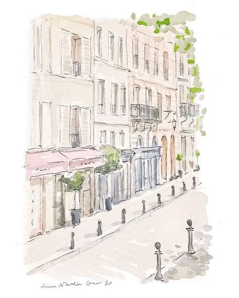 Lina Nordin Gee on Instagram: "Today I felt inspired by the left bank, it has been our home away from home for the past weeks after all :) I decided to paint a glimpse of Place Dauphine (just by Pont Neuf). ☀️" Lina Nordin Gee, Senior Tea, Place Dauphine, Chanel Illustration, Fashion Cards, Paris Drawing, Summer Art Projects, Parisian Art, Paris Illustration