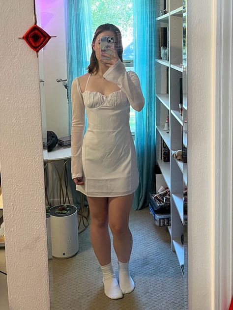 white homecoming dress Princess Polly Dress, Hoco Dress, Polly Dress, Hoco Dresses, Insta Photo Ideas, Insta Photo, Princess Polly, Sheer Sleeves, Mini Dress With Sleeves