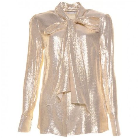 Buy Supertrash Womens Gold Bandita Tie Neck L/s Shirt At Hurleys ($170) ❤ liked on Polyvore featuring tops, beige long sleeve shirt, shirts & tops, long sleeve shirts, button shirts and collared shirt Tops Gold, Button Collar Shirt, Edgy Glam, Bow Tie Blouse, Button Shirts, Beige Shirt, Gold Shirt, Fancy Tops, Tie Neck Tops