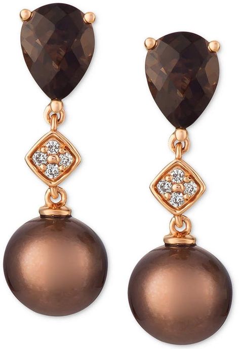 Bronze Fashion, 14k Rose Gold Jewelry, Chocolate Pearls, Dark Copper, Le Vian, Pearl And Diamond Earrings, Halo Earrings Studs, Gold Jewelry Necklace, Stud Jewelry