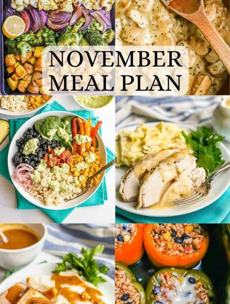 November Meal Plan Calendar, November Meal Plan, Meal Plan Calendar, Plan Calendar, Pdf Calendar, Slow Cooker Turkey Breast, Pot Lasagna, Food On The Table, Healthy Family Dinners