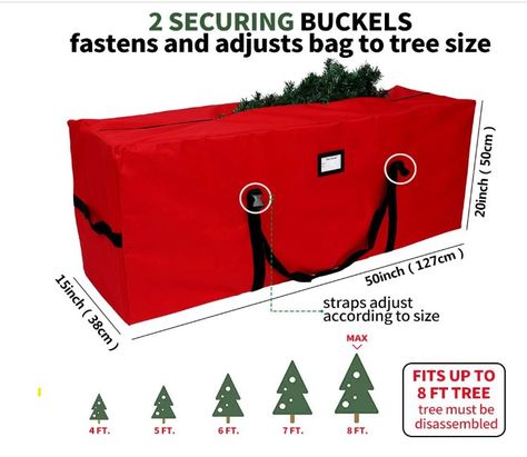 AerWo Christmas Tree Storage Bag Extra Large Christmas Storage Containers, Fits Up to 7.5 Ft Artificial Trees Heavy Duty 600D Oxford Xmas Holiday Tree Bag with Dual Zipper (50” X 20” X 15”) Christmas Tree Container, Christmas Tree Storage Box, Christmas Tree Bag, Artificial Xmas Trees, Christmas Ornament Storage, Christmas Tree Storage Bag, Christmas Tree Storage, Tree Bag, Holiday Storage