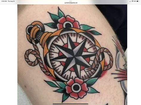 Cool Compass Tattoos, Compass Tattoos For Men, Compas Tattoo, Traditional Compass Tattoo, Nautical Compass Tattoo, Nautical Tattoo Sleeve, Compass Tattoos, Direction In Life, American Traditional Tattoos