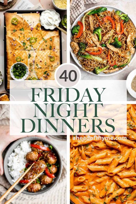 Quick Healthy Friday Night Dinner, Best Friday Night Dinners, Dinner With Lots Of Leftovers, Friday Night Healthy Dinner Ideas, Fun Dinners To Make Together, Easy Friend Dinner Ideas, Friday Night Food Ideas, Super Easy Weeknight Dinner, Friday Recipes Dinners