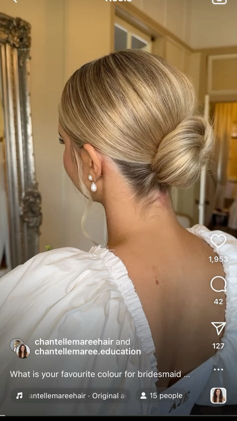 Low Bun Bridal Hair, Low Bun Wedding Hair, Bridesmaid Hair Inspo, Cute Bun, Cute Bun Hairstyles, Up Dos For Prom, Wedding Hair Up, Low Bun Hairstyles, Bridal Hair Buns