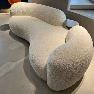 Soft to touch, with high volume and high resilience, can be quickly recovered after extrusion, keep fluffy and shaped, long-term use is not easy to collapse. Size: 28.34" H x 94.48" W x 47.24" D | LORENZO Modern Light Luxury Fashion Curved Lamb Velvet Sof Curved Sofa Polyester in Brown / White | Wayfair Curved Sofa Living Room, Bold Furniture, Circle Sofa, Narrow Living Room, Sofa Brown, Unique Sofas, White Couches, Goth Home Decor, Premium Sofa