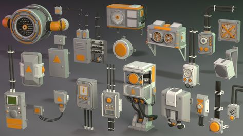 Sci Fi Game Assets, Scifi Props Concept Art, Cyberpunk Props, Sci Fi Room, Sci Fi Ship, Sci Fi Games, Sci Fi Props, Interior Props, Spaceship Interior