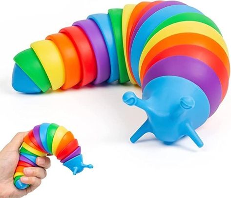 Sensory Slug, Slug Fidget, Sensory Toys For Kids, Rainbow Toy, Cool Fidget Toys, Sensory Room, Birthday List, Rainbow Kids, Fidget Toy