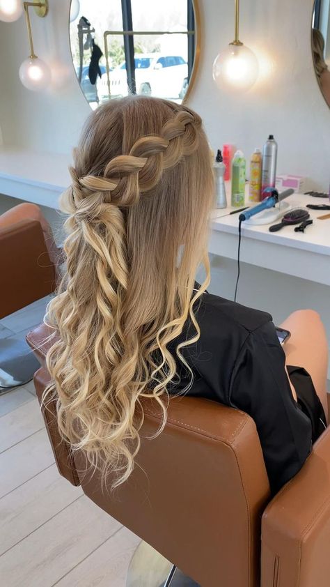 Half Up Hairstyle, Crown Braid, Dutch Braid, Homecoming Hairstyles, Hair Hairstyles, Half Up, Blonde Hair, Long Hair, Homecoming