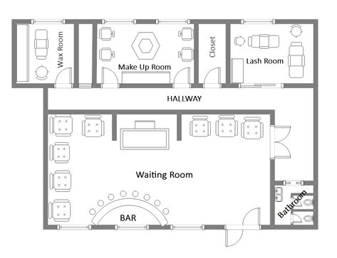 Day Spa Floor Plan Layout, Spa Design Plan Layout, Facial Room Layout Plan, Salon Spa Floor Plan Design Layouts, Esthetics Spa Floor Plan, Small Spa Floor Plan, Small Spa Floor Plan Layout, Med Spa Layout Design Floor Plans, Spa And Wellness Center Floor Plan