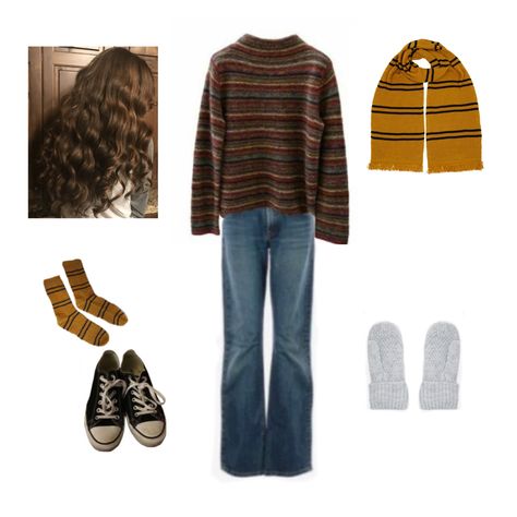 Hogwarts Aesthetic Outfits Hufflepuff, Lily Potter Aesthetic Outfits, Hufflepuff Clothes Aesthetic, Griffindor Outfits Aesthetic, Harry Potter Inspired Outfits Hufflepuff, Hogwarts Outfits Hufflepuff, Harry Potter Outfits Hufflepuff, Harry Potter Core Outfits, Hufflepuff Outfit Uniform