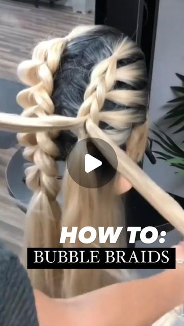 Tutorial Bubble Braids, Dutch Bubble Braid Tutorial, Bubble Braids Long Hair Tutorial, Viking Bubble Braid, Puffy French Braid, Types Of Bubble Braids, Dragon Braids Tutorial, French Bubble Braid Tutorial, Cute Bubble Hairstyles